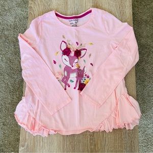 NWOT Cynthia Rowley Pink Deer Print Long Sleeve Tee